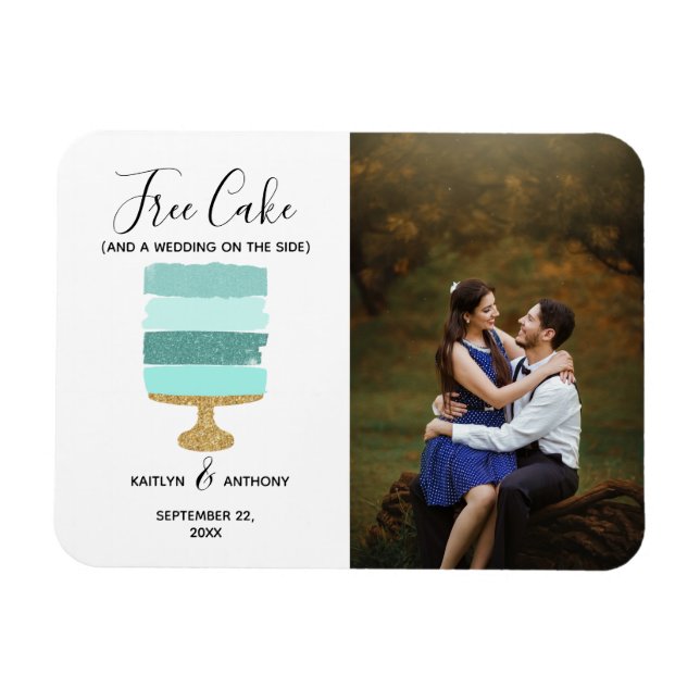 Magnet Flexible Gratuit Gâteau Amusant Photo Moderne Mariage Enreg (Horizontal)