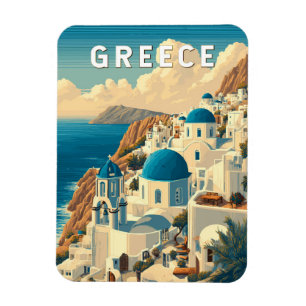 Magnet Flexible Grèce Illustration Voyage Art Vintage