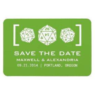 Magnet Flexible Green D20 Dice Gamer Enregistrer l'aimant de date