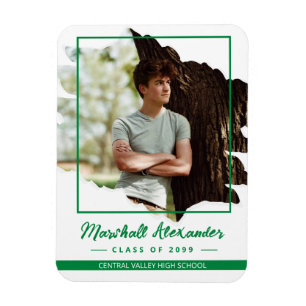 Magnet Flexible Green Edgy Abstrait Torn Photo Graduation