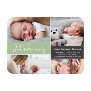 Magnet Flexible Green Présentation Baby Boy Custom Photo Collage