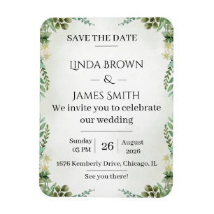 Magnet Flexible Green Save the Date Faire-part de mariage - Elegan