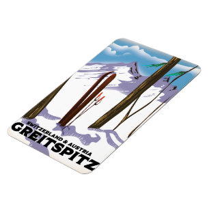 Magnet Flexible Greitspitz Suisse & Autriche Affiche de ski