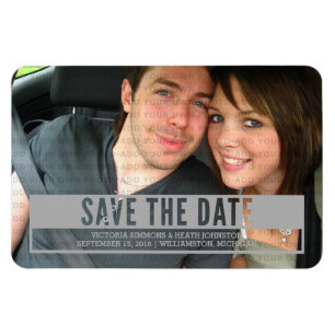 Magnet Flexible Grey Modern Cut Out Enregistrer l'aimant Date