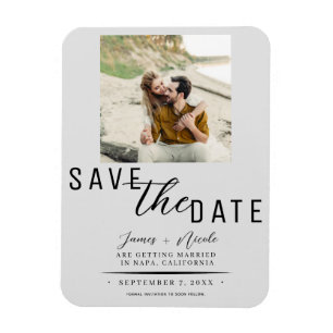 Magnet Flexible Gris clair Enregistrer la date Mariage photo