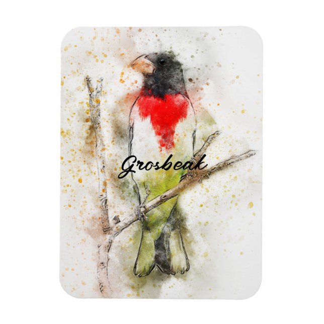 Magnet Flexible Grosbeak à poitrine rose (Pheucticus ludovicianus) (Vertical)