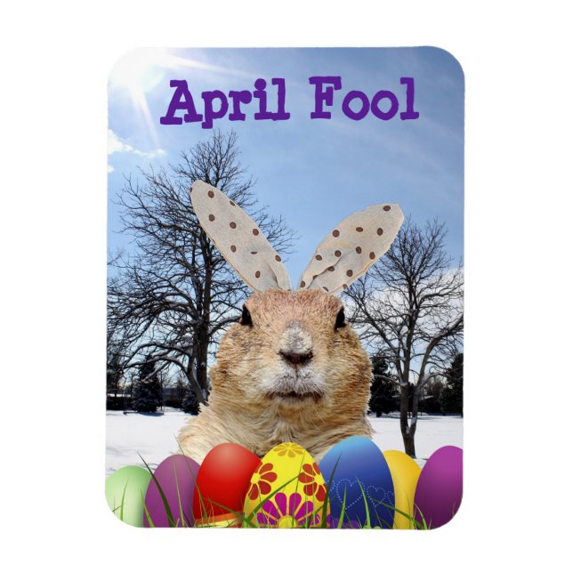 Magnet Flexible Groundhog April Fool Day (Vertical)
