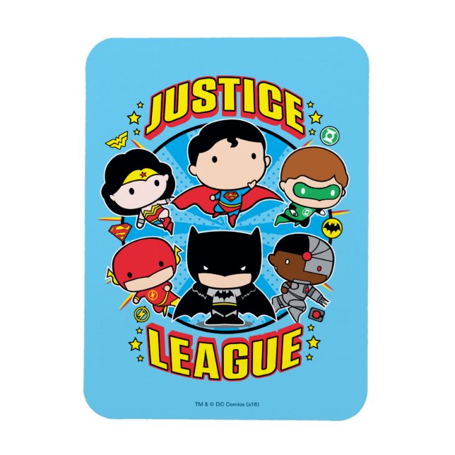 Magnet Flexible Groupe de la Ligue de la justice de Chibi (Vertical)