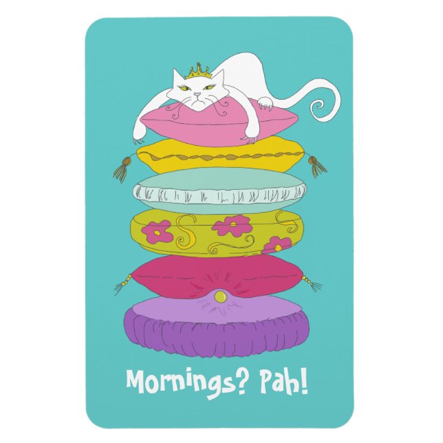 Magnet Flexible Grumpy princess cat et pea caricature aimant frigo (Vertical)