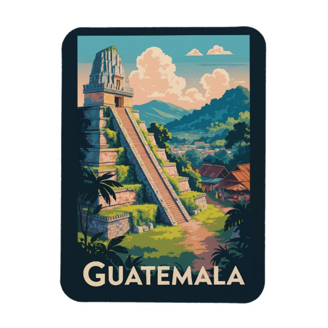 Magnet Flexible Guatemala Tikal National Park Illustration Voyage (Vertical)
