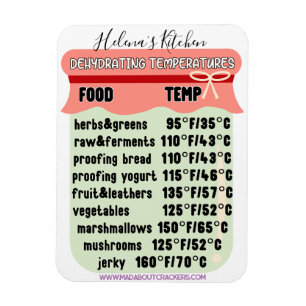 Magnet Flexible Guide de température du déshydrateur Réfrigérateur