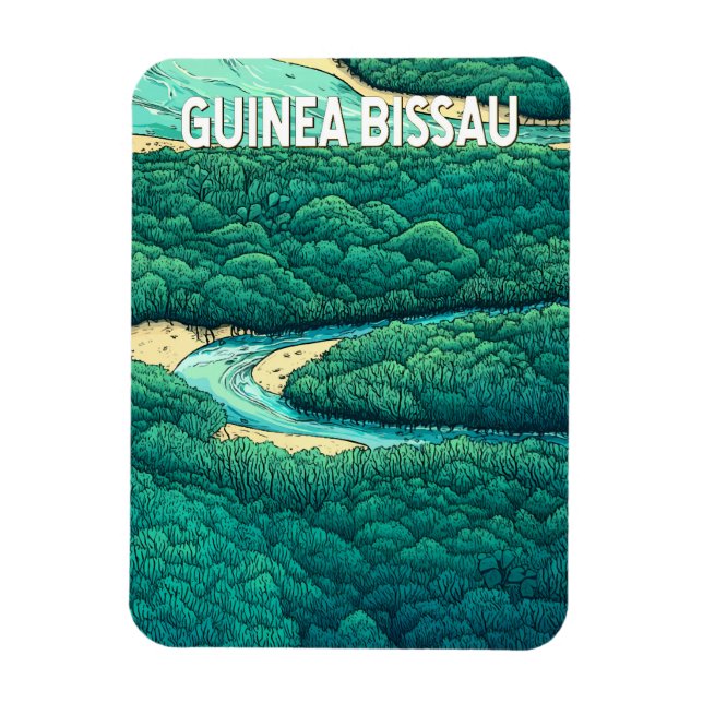 Magnet Flexible Guinée Bissau Illustration Voyage Art Vintage (Vertical)