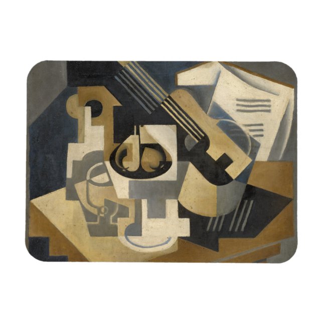 Magnet Flexible Guitare et bol de fruits sur une table, 1918 (Horizontal)