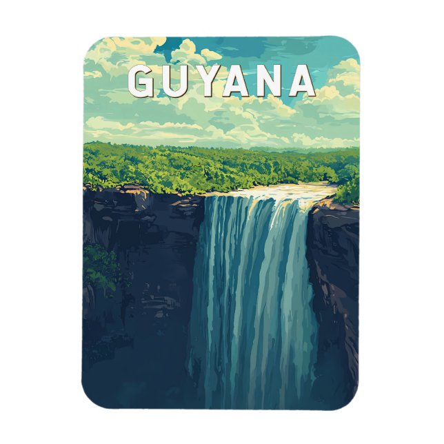 Magnet Flexible Guyana Illustration Travel Art Vintage (Vertical)