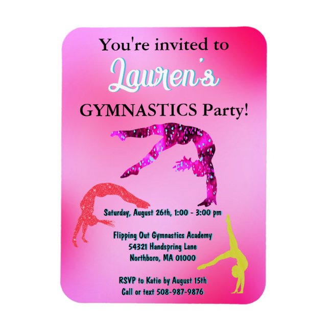 Magnet Flexible Gymnastique tambours Anniversaire Invitation (Vertical)