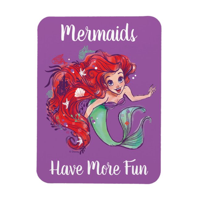 Magnet Flexible Hair Princesse Ariel aquarelle décorée (Vertical)