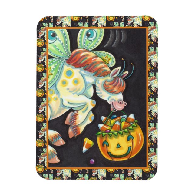 MAGNET FLEXIBLE HALLOWEEN FLYING HORSE CANDY CORN (Vertical)