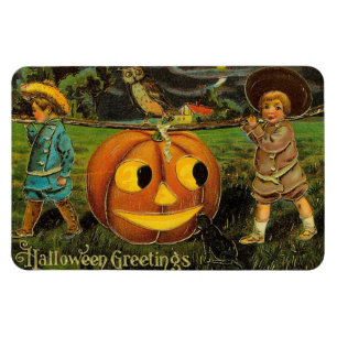 Magnet Flexible Halloween Salutations Boys Jack-o'-lantern Vintage
