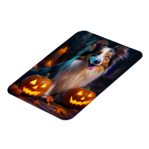 Magnet Flexible Halloween Shetland Sheepdog Avec la peur Citrouill