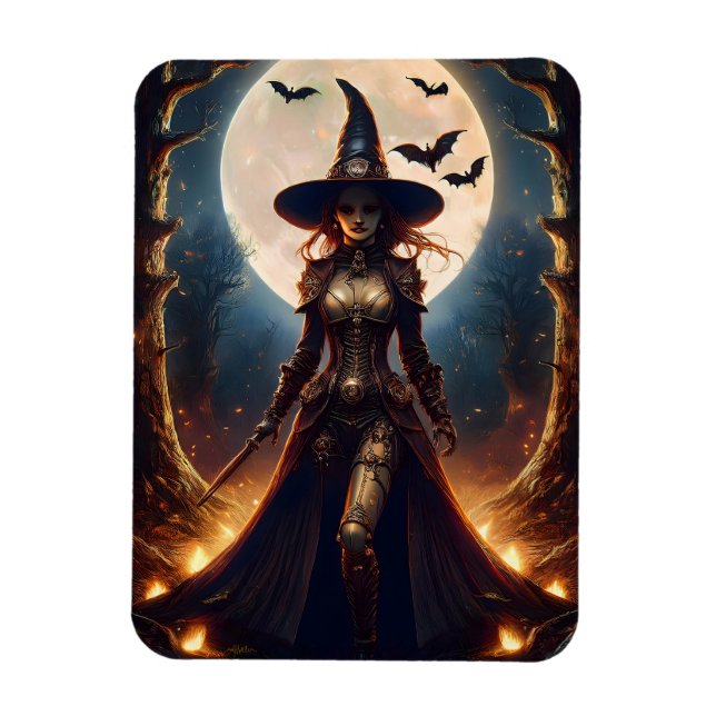 Magnet Flexible Halloween Steampunk Forest Witch (Vertical)