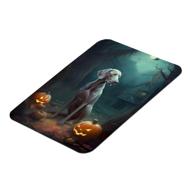 Magnet Flexible Halloween Weimaraner avec la peur Citrouille (Côté Gauche)