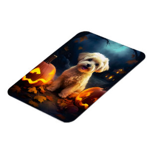 Magnet Flexible Halloween Yorkipoo Avec La Peur Citrouille