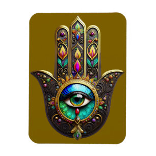 Magnet Flexible Hamsa Brun Coloré Troisième Oeil Arc-en-ciel
