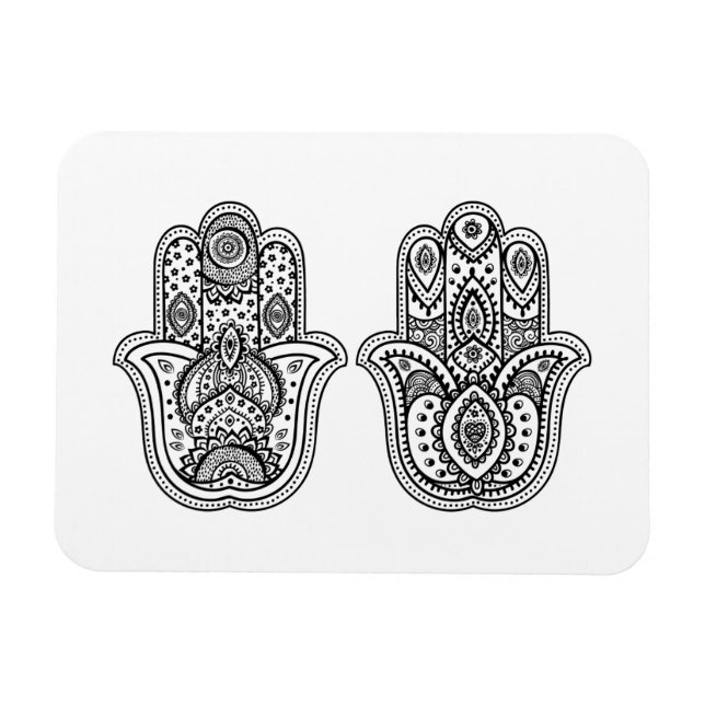 Magnet Flexible Hamsa Tirée À La Main Avec Ornements (Horizontal)