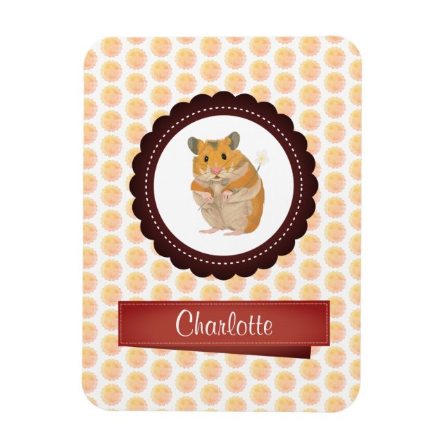 Magnet Flexible Hamster de filles rouges et roses (Vertical)