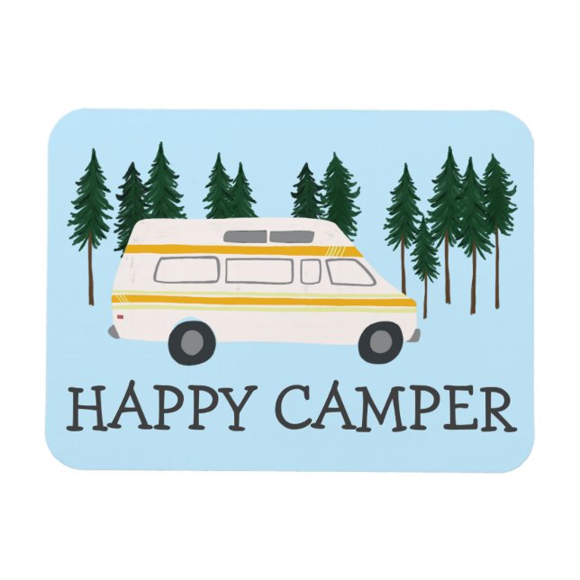 Magnet Flexible HAPPY CAMPER Vanlife RVing Motorhome Trees (Horizontal)