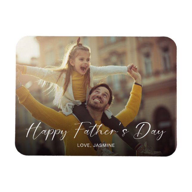 Magnet Flexible Happy Fête des pères Script Photo Modern Simple (Horizontal)