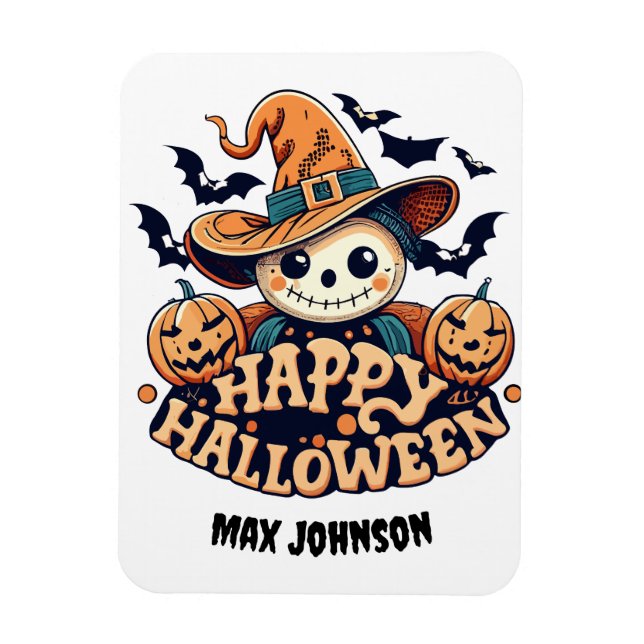 Magnet Flexible Happy Halloween - Haunted House Orange Black (Vertical)