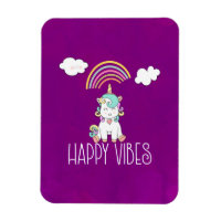 Happy Vibes Typographie mignonne souriant Unicorn