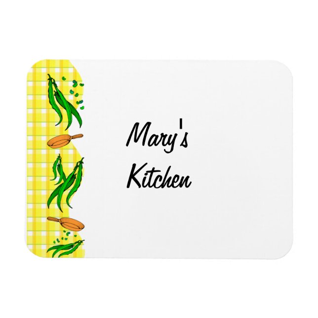 Magnet Flexible Haricots verts Pays Jaune Plaid Cuisine personnali (Horizontal)