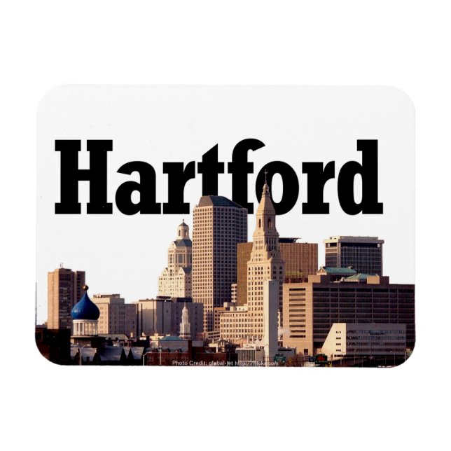 Magnet Flexible Hartford Skyline avec Hartford dans le ciel (Horizontal)
