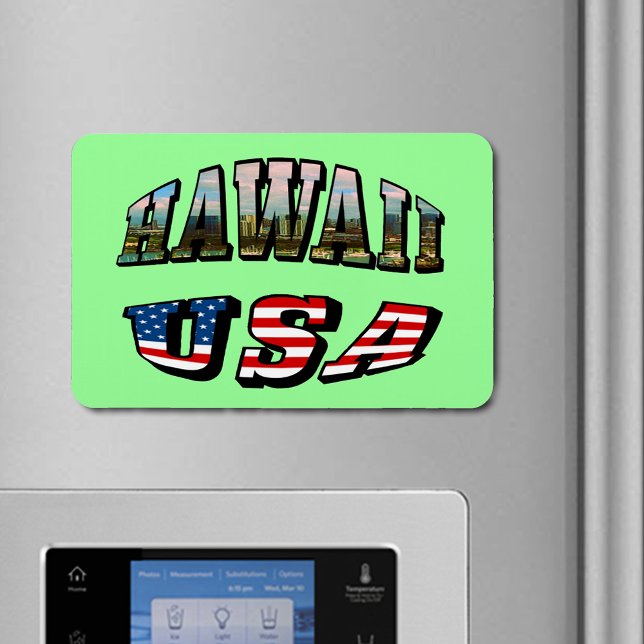 Magnet Flexible Hawaii Picture et USA Flag Text (Hawaii Picture and USA Flag Text Flexible Magnet)