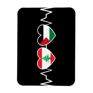 Magnet Flexible Heartbeat Lebanon Palestine Unity drapeaux.
