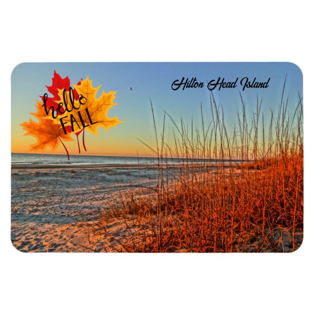 Magnet Flexible Hello Fall Hilton Head Island Beach Caroline du Su (Horizontal)