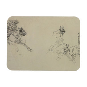 Magnet Flexible Henri de Toulouse-Lautrec Etude de Chevaux (rect