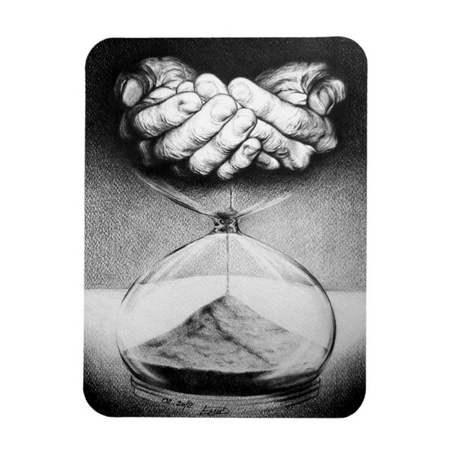 Magnet Flexible Heure Hébreuse mains Crayon dessin Surreal art (Vertical)