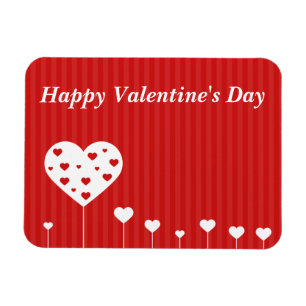 Magnet Flexible Heureuse Sainte-Valentin Beau Coeurs blancs rouges