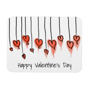 Magnet Flexible Heureuse Sainte-Valentin des Coeurs d'aquarelle ro