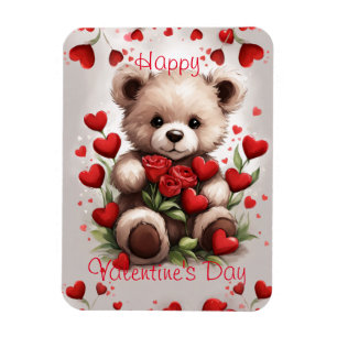 Magnet Flexible Heureuse Sainte-Valentin Teddy Bear Love Hearts