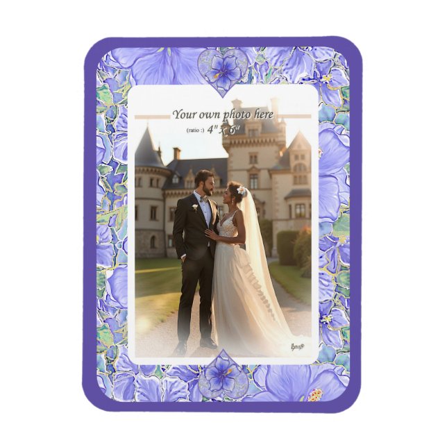 Magnet Flexible Hibiscus & dentelle BLEU (Vertical)