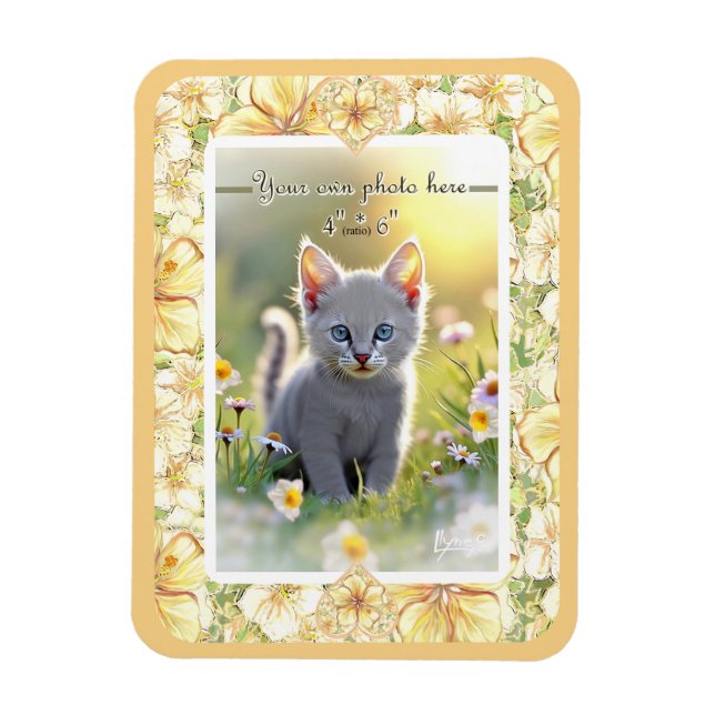 Magnet Flexible Hibiscus & dentelle JAUNE (Vertical)