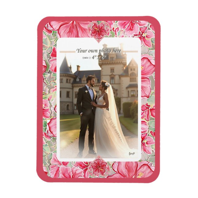 Magnet Flexible Hibiscus & dentelle RED (Vertical)