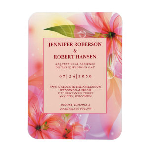 Magnet Flexible Hibiscus rose Floral Mariage Invitation flexible