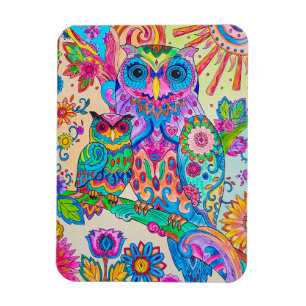Magnet Flexible Hibou Cartoon Oiseau mignon Animal Doodle croquis 