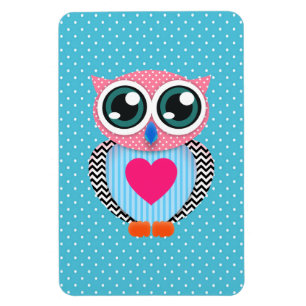 Magnet Flexible Hibou drôle de pois rose coloré mignon