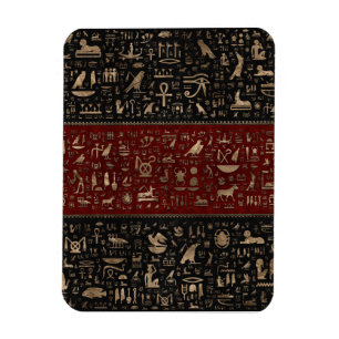 Magnet Flexible Hiéroglyphes égyptiens anciens - Cuir rouge noir